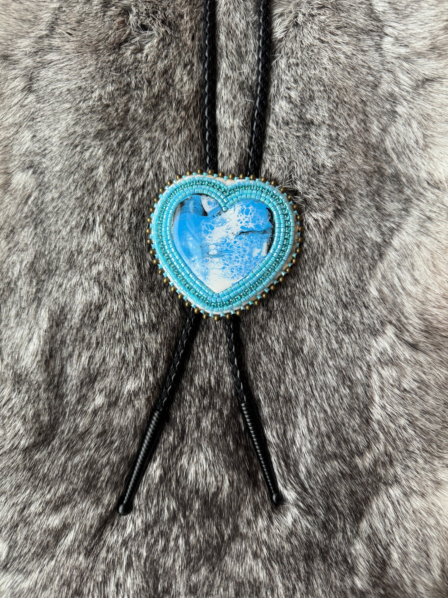Beaded Heart Bolo