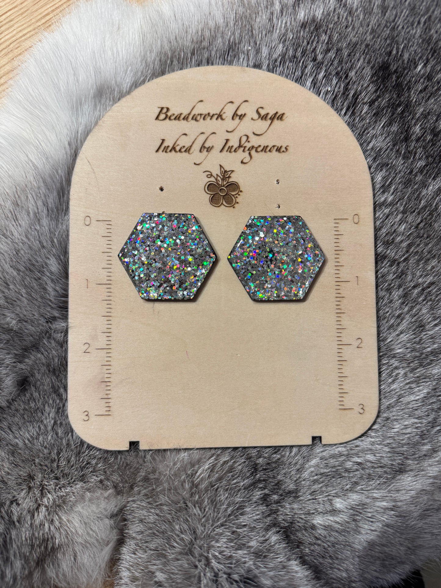 Hex cabochon pair - large