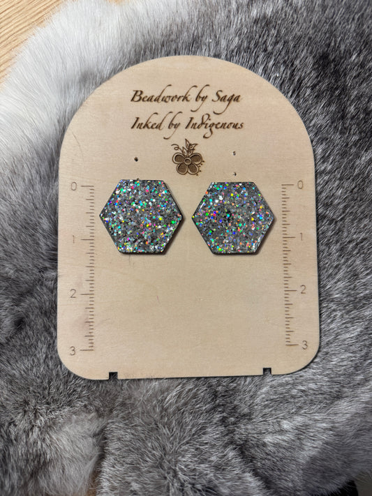 Hex cabochon pair - large