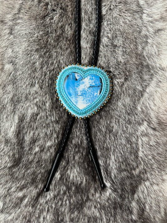 Beaded Heart Bolo