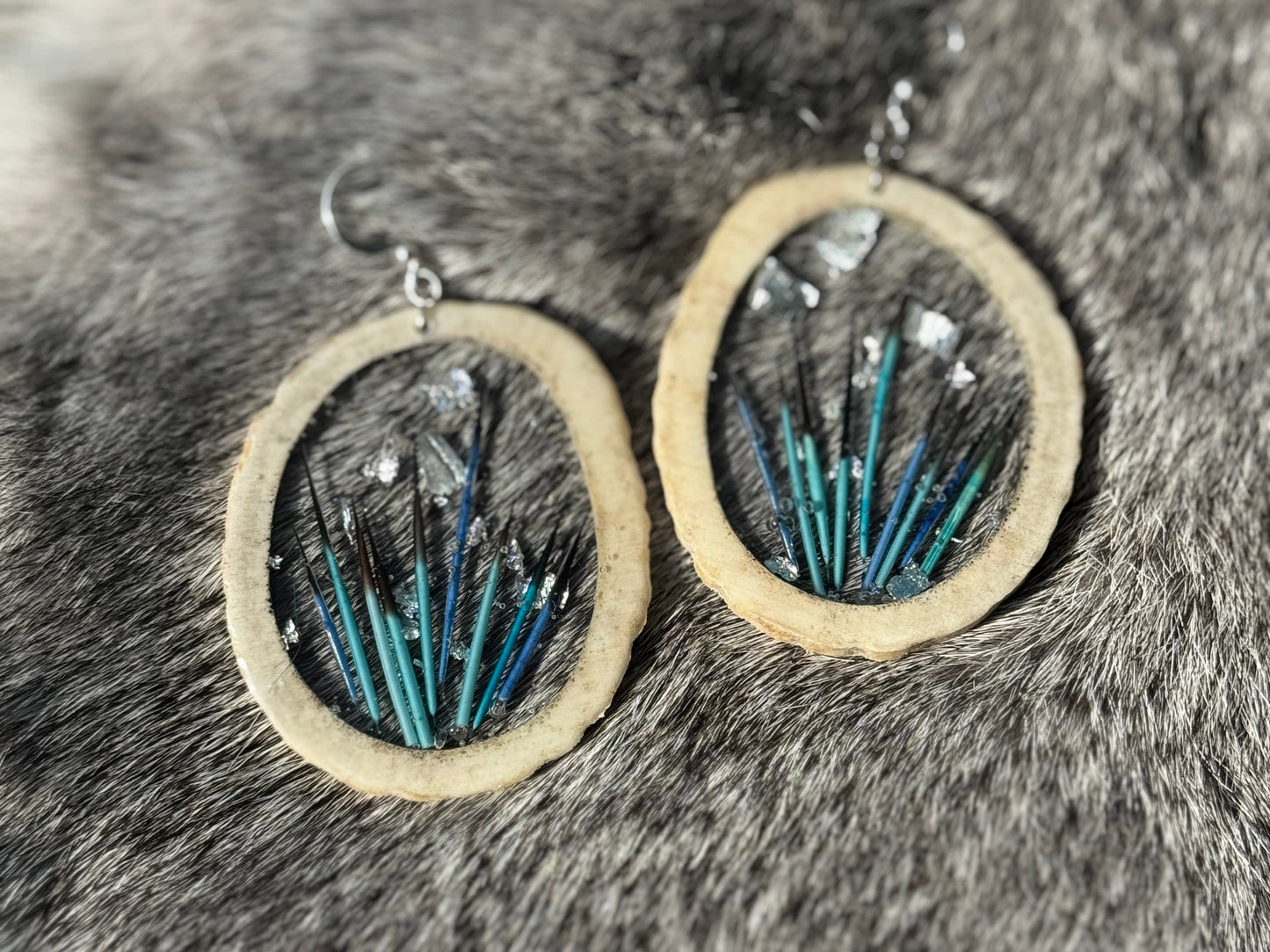 Elk antler hollow - turquoise