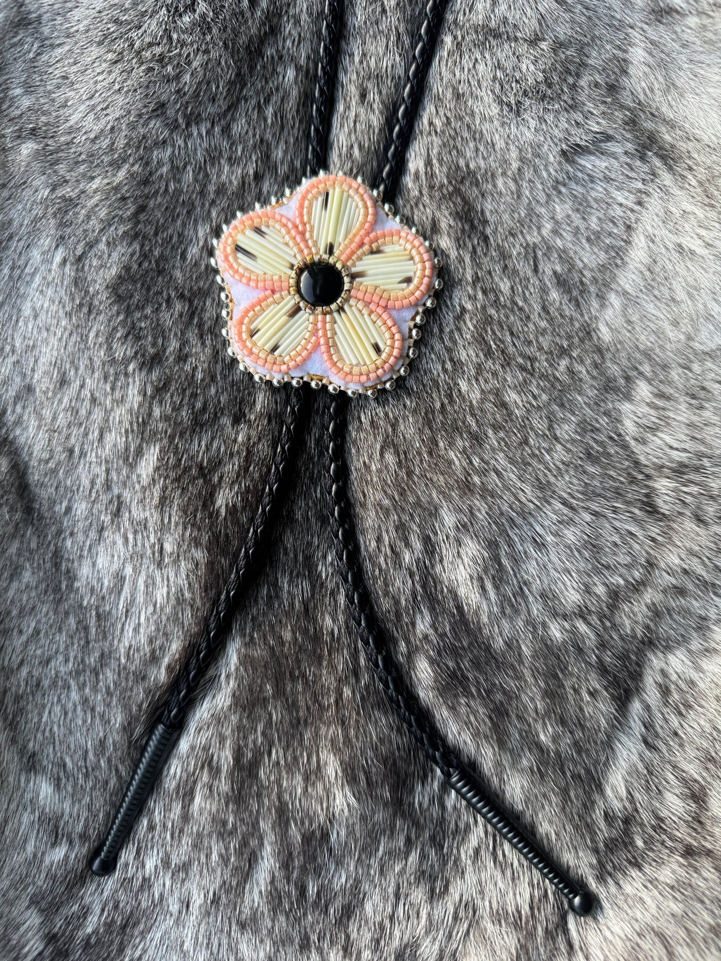Flower bolo tie - pink