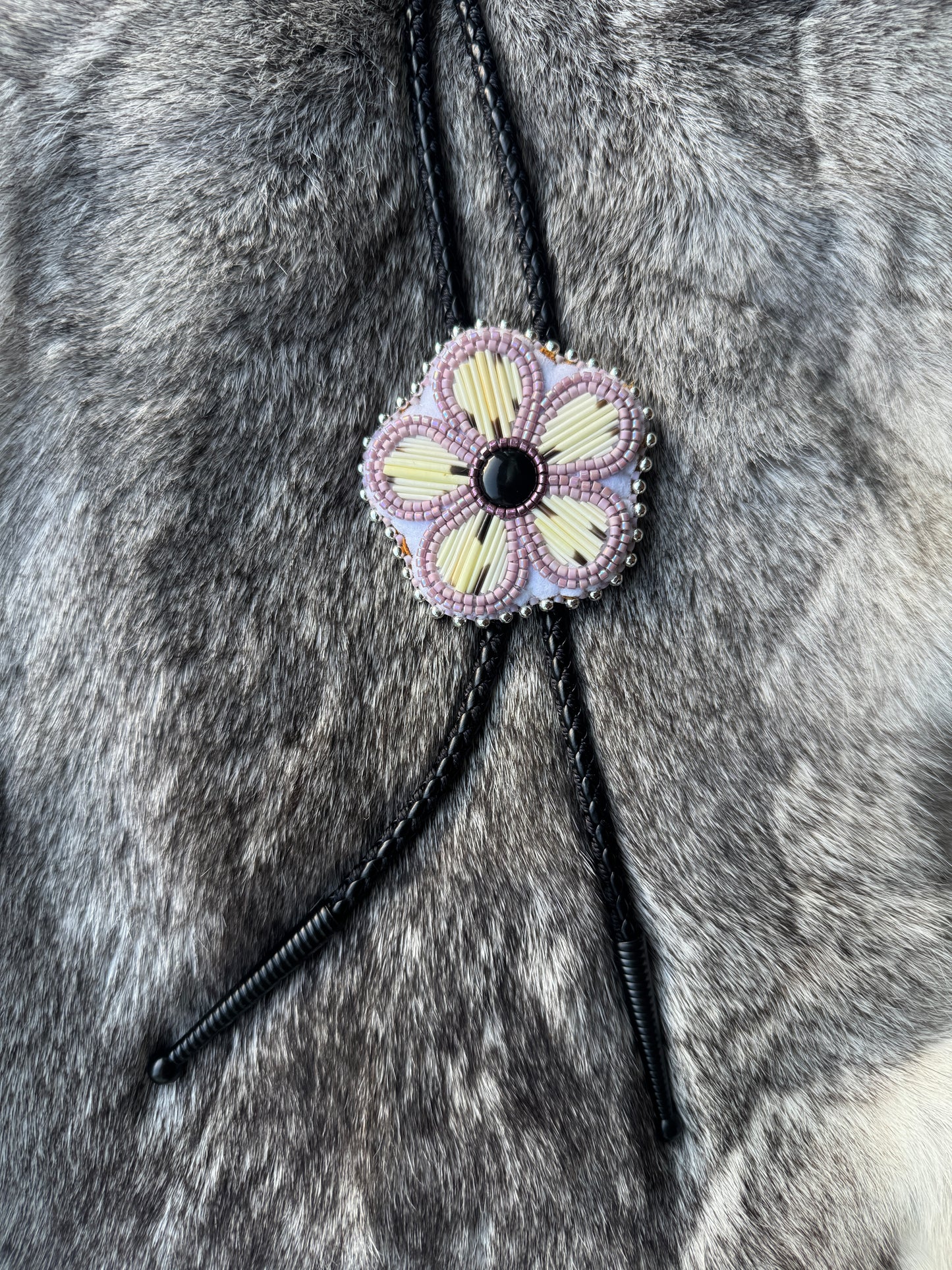 Flower bolo tie - purple