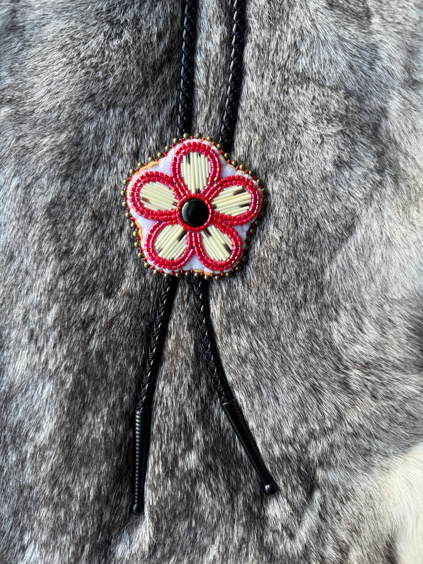 Flower bolo tie - Red