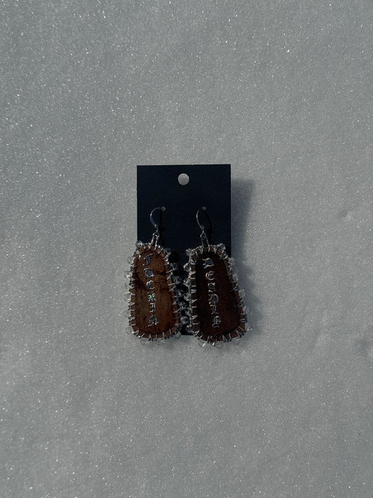 Fkn deadly birchbark crystal earrings