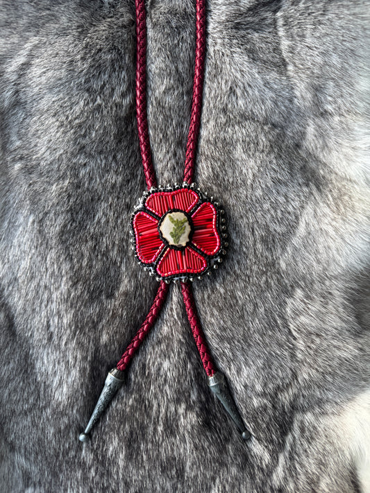 Poppy bolo tie - reindeer antler