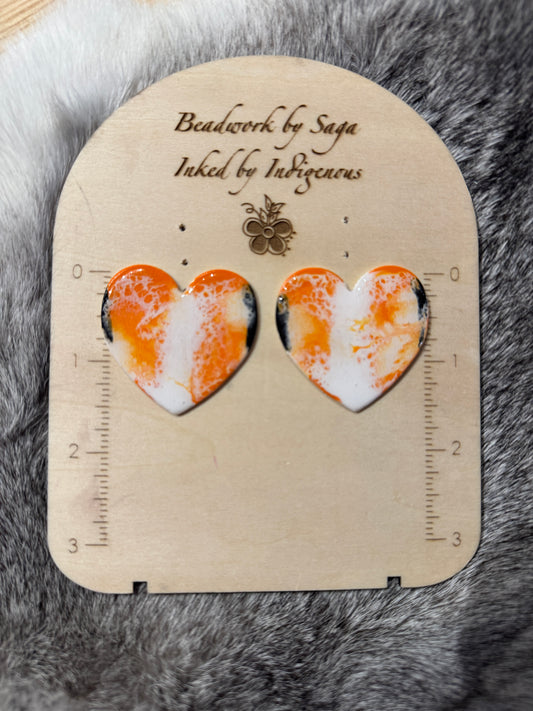Orange Heart Cabochons - XL